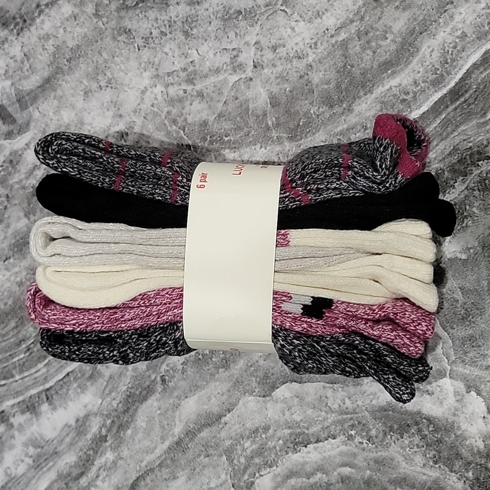 NWT LUCKY BRAND UNISEX BOOT SOCK 6 PAIR Pack - Picture 4 of 8